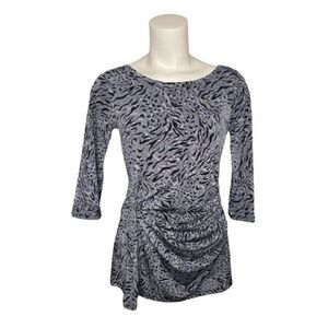 Slim Fabulous Built in Shapewear Slimming Black Gray‎ Ruched Top Small